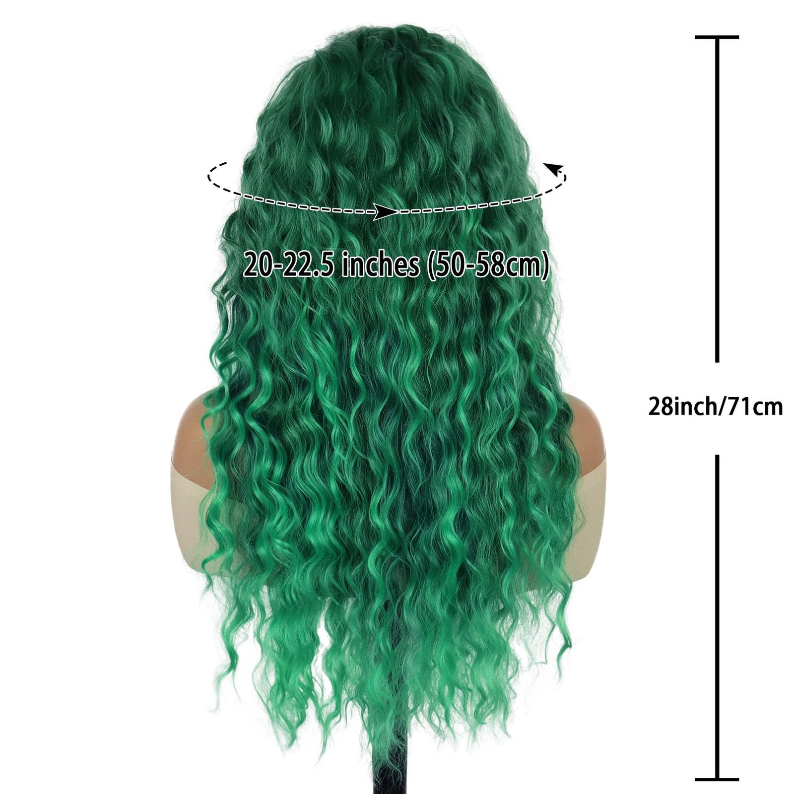 28 inch Long Curly Wigs for Women Green Wig Cosplay Thick Hairline St. Patric…