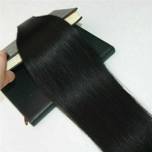 12AA RUSSIAN TAPE IN HAIR Extensions COLOUR 1## JET BLACK 40Pcs 100g STRAIGHT