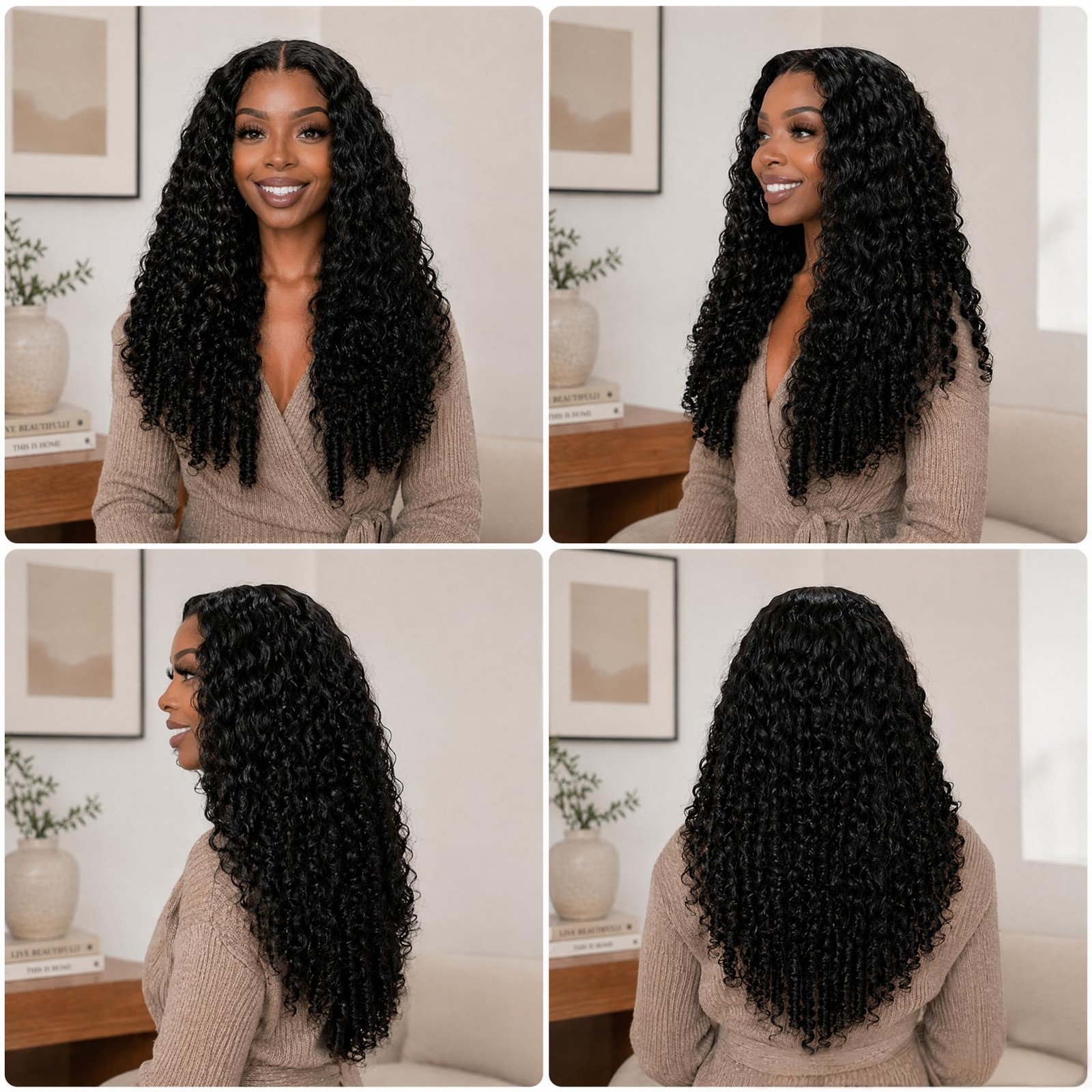 30″ Curly Lace Front Wig Human Hair – 13×6 Water Wave, Pre Plucked, 200 Density