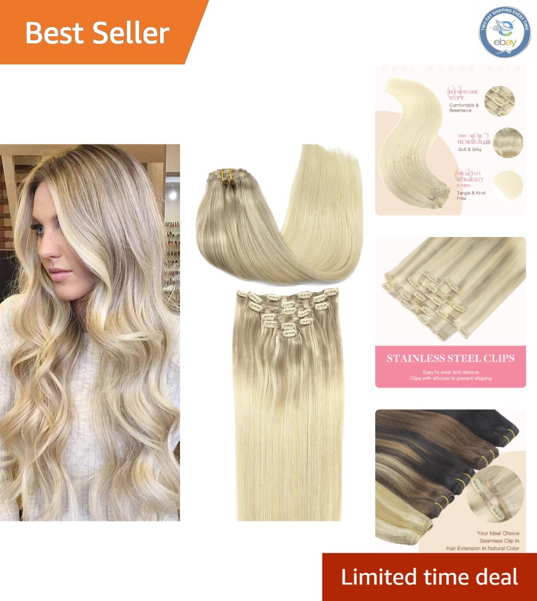 Seamless Balayage Clip-In Hair Extensions – 16 inch, 120g of Natural Elegance