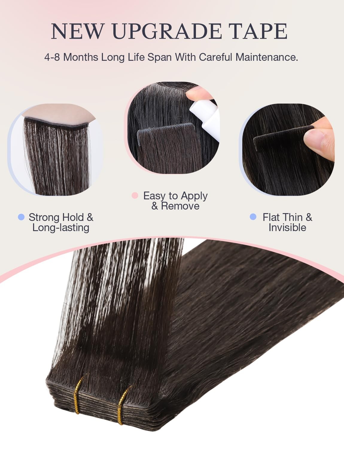 Doores Invisi Edge Tape In Extensions Human Hair Light Dark Brown 10 Injection