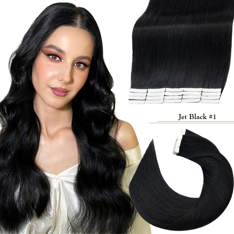 Thick 60PCS Glue Tape In Real Remy Human Hair Extensions Skin Weft Double Drawn