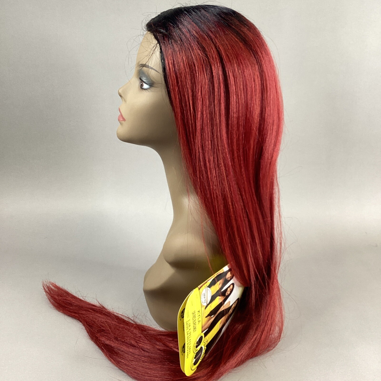 Kyla Long Straight #DR Red Burgundy Black Premium Synthetic Lace Part Wig