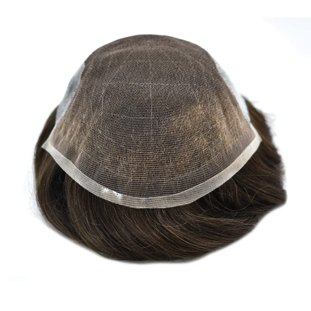 Swiss Lace Front Poly Lace Skin Hair Replacement Systems MensToupee Hairpieces