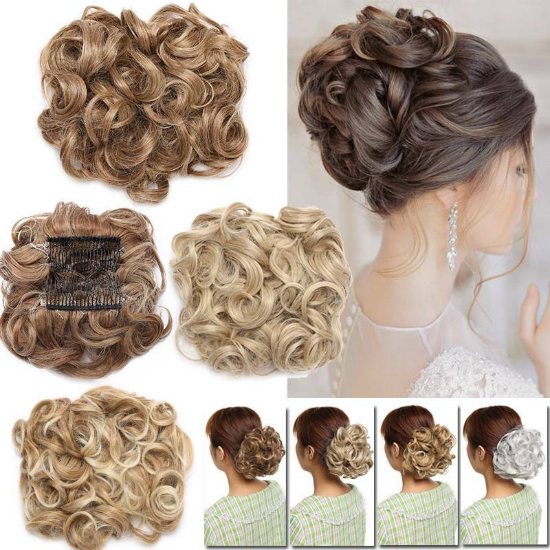 REAL Scrunchy Messy Bun Hair Peices Comb Clip Hair Extension Fake Ponytail Updo