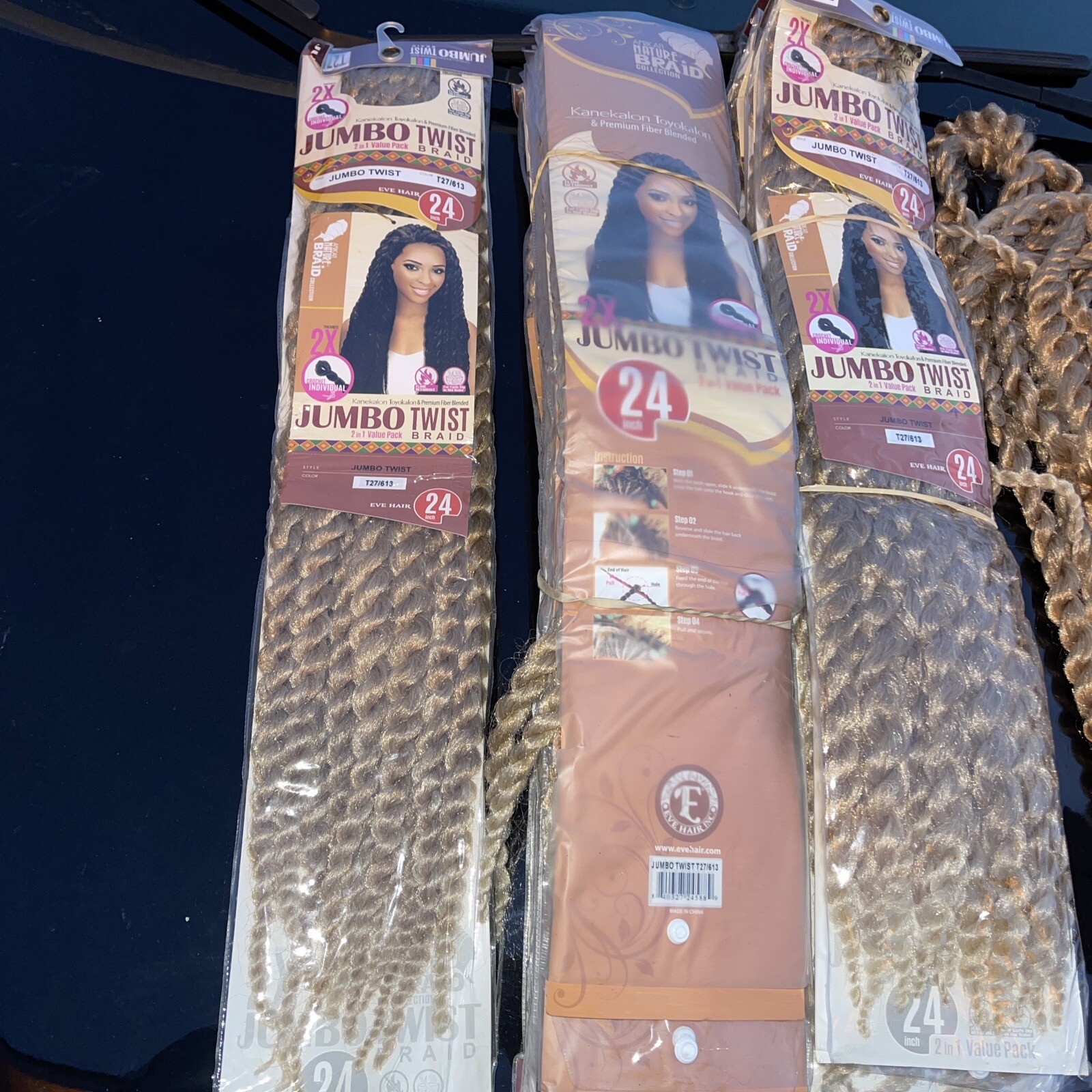 Eve Hair Afro Crochet Braid Jumbo Eve Hair Twist 24” – 2 In 1 Pack T27/613 New