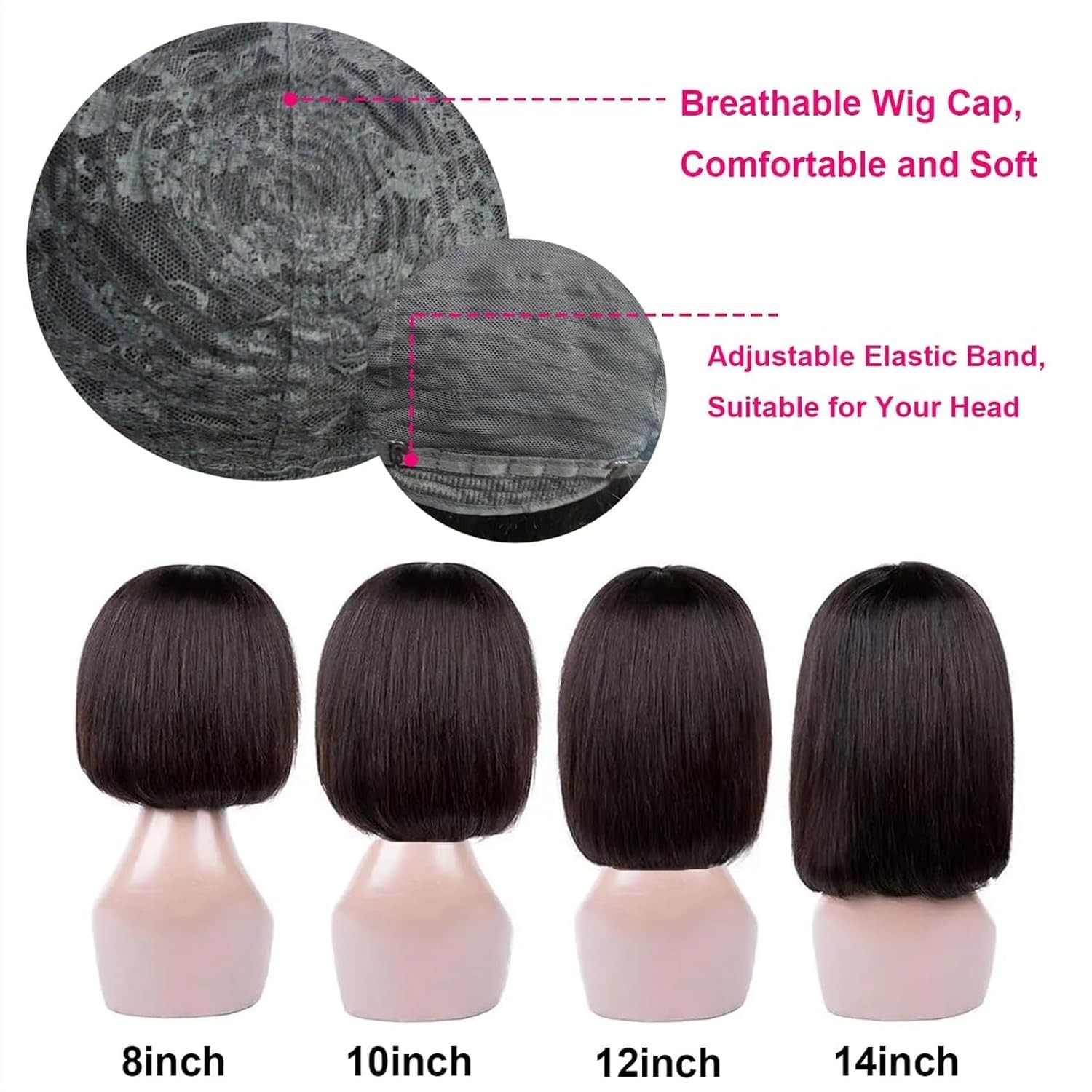 Straight Wig with Bangs Short Bob Wigs with Bangs Human Hair 100% Brazilian Wig