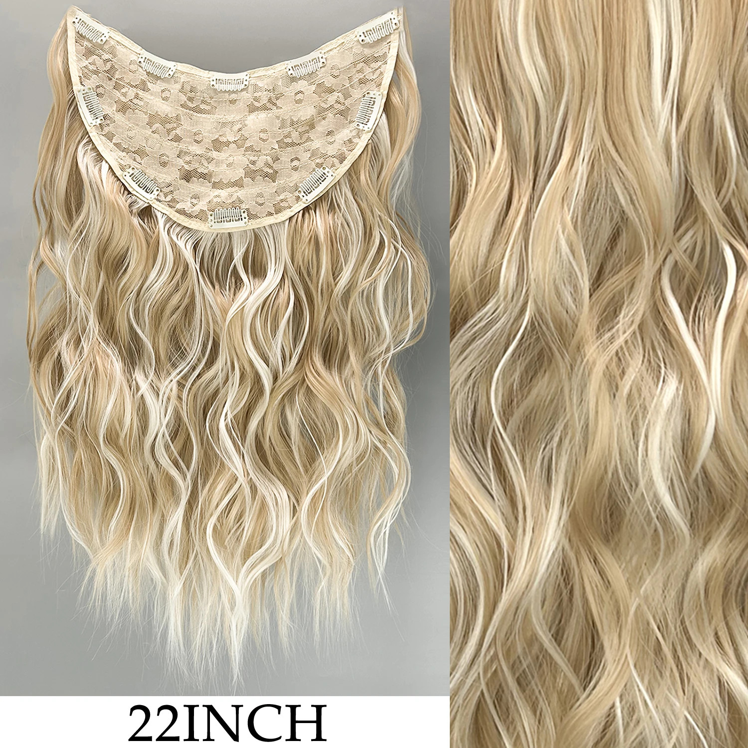 Long Straight 16 Clips 7Pcs Hair Extensions Heat Resistant Blonde Black