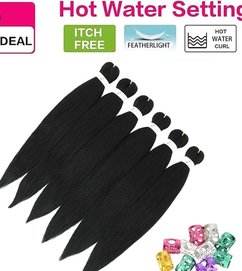 7 PcBraids Hair for African Braids Natural Black 26” In Kanekalon Pre-Stretched