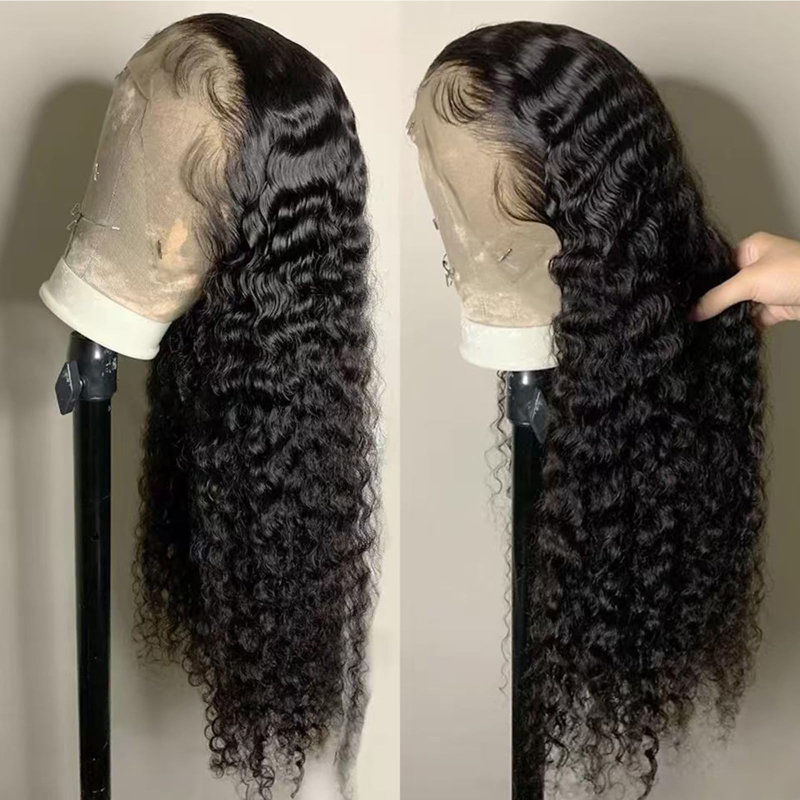 30″ Deep Wave Lace Front Wig – 13×6 HD Curly Human Hair, Pre-Plucked, Baby Hair