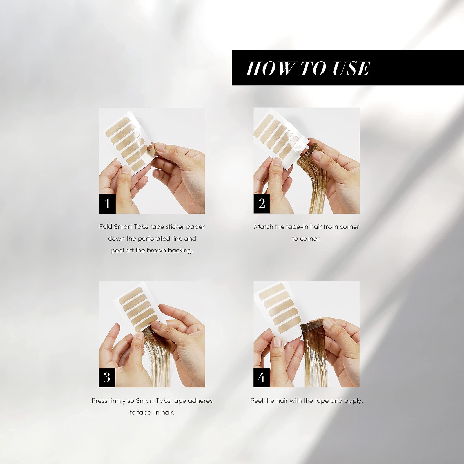 Smart Tabs Tape-in Hair Extension Tape – Professional Strong No-Residue Bondi…