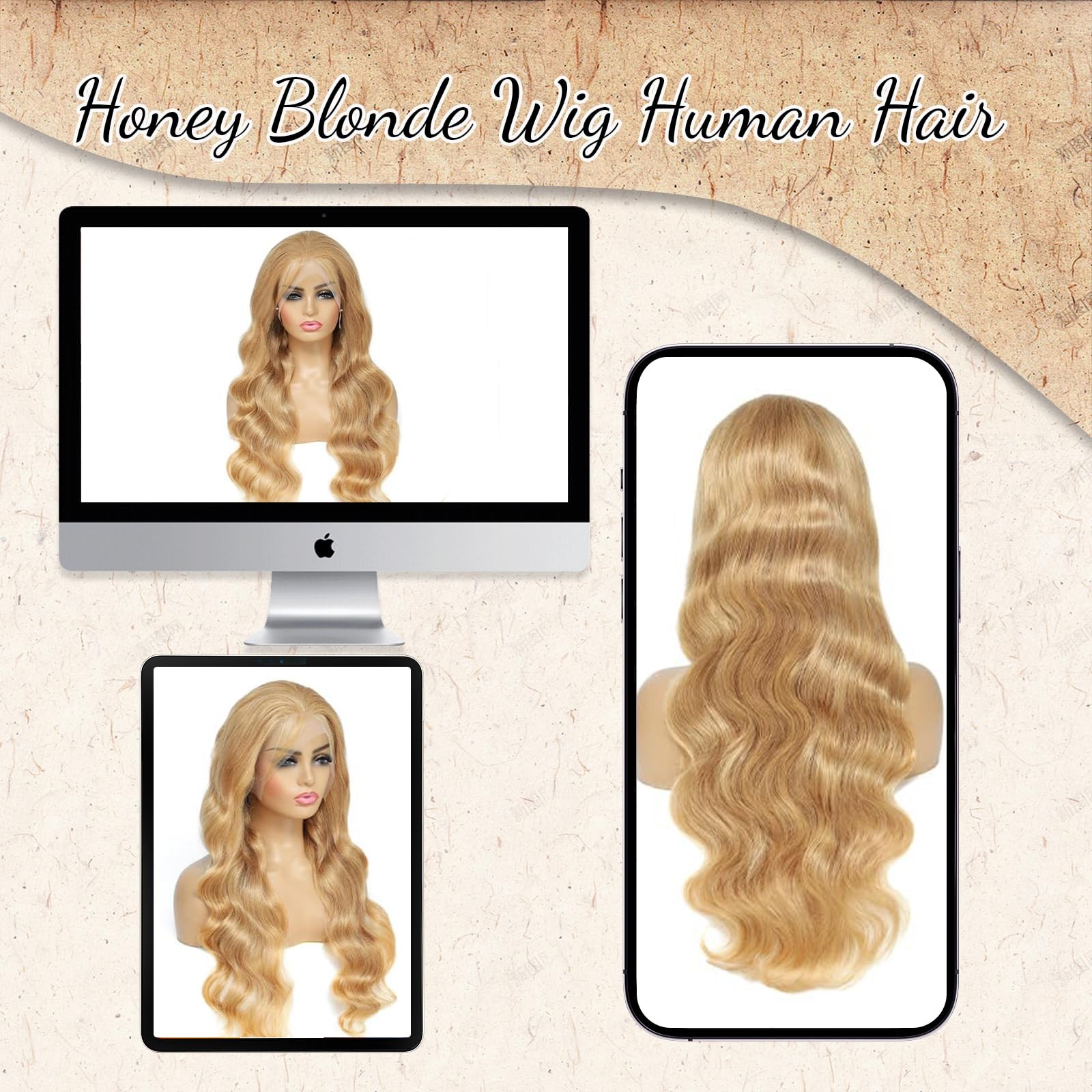 Migura Honey Blonde Wig Human Hair 200 Density 13X4 Hd Lace Frontal Wigs Human