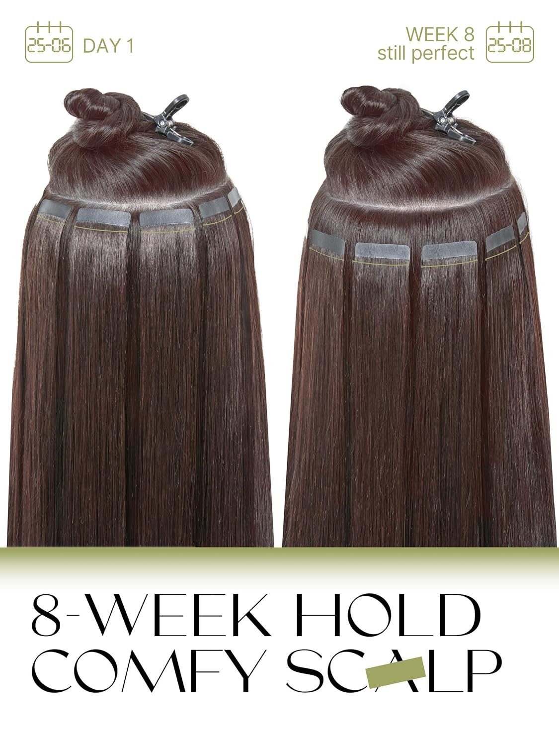 22″ Dark Brown Tape In Hair Extensions – 40Pcs Remy Silky Weft Hair