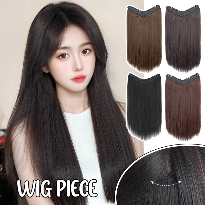 Long Hair Extension Clip in Hair One Piece V-Shaped Natural Hairpiece for Women