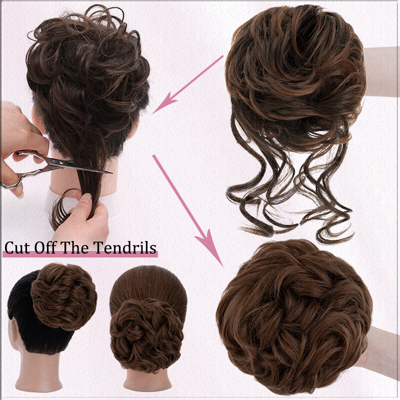 Thick Clip on in Messy Bun Hair Piece Extensions Wedding Updo Claw Ponytail Lady