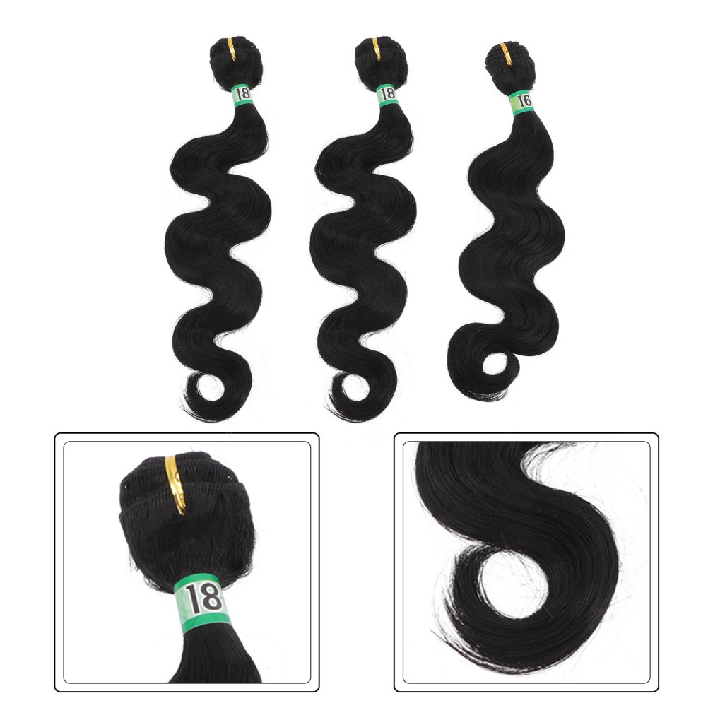 3Pcs Synthetic Body Wave Hair Bundles Reusable Soft Smooth Hair Wefts