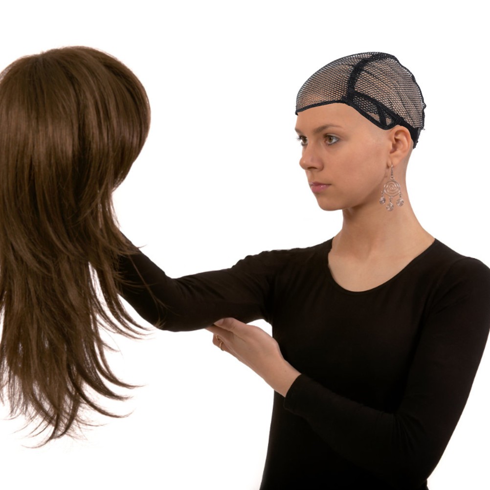 2Pcs Black Reusable Wig Net Caps Adjustable Mesh Hair Nets for Wig Making