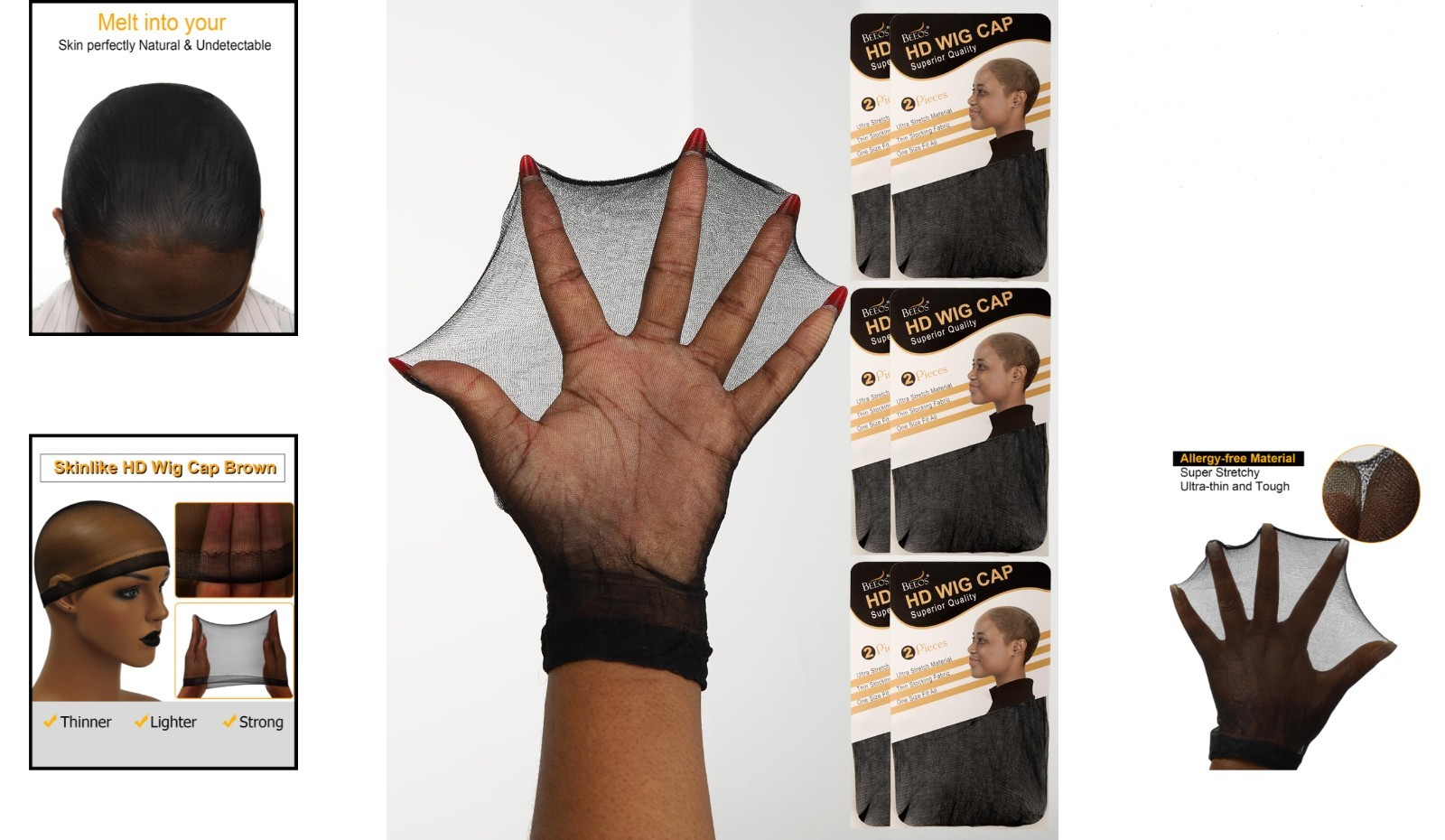 Black HD Wig Cap 12 Pack Ultra Thin Breathable Stretchy Silicone for Lace Fro…