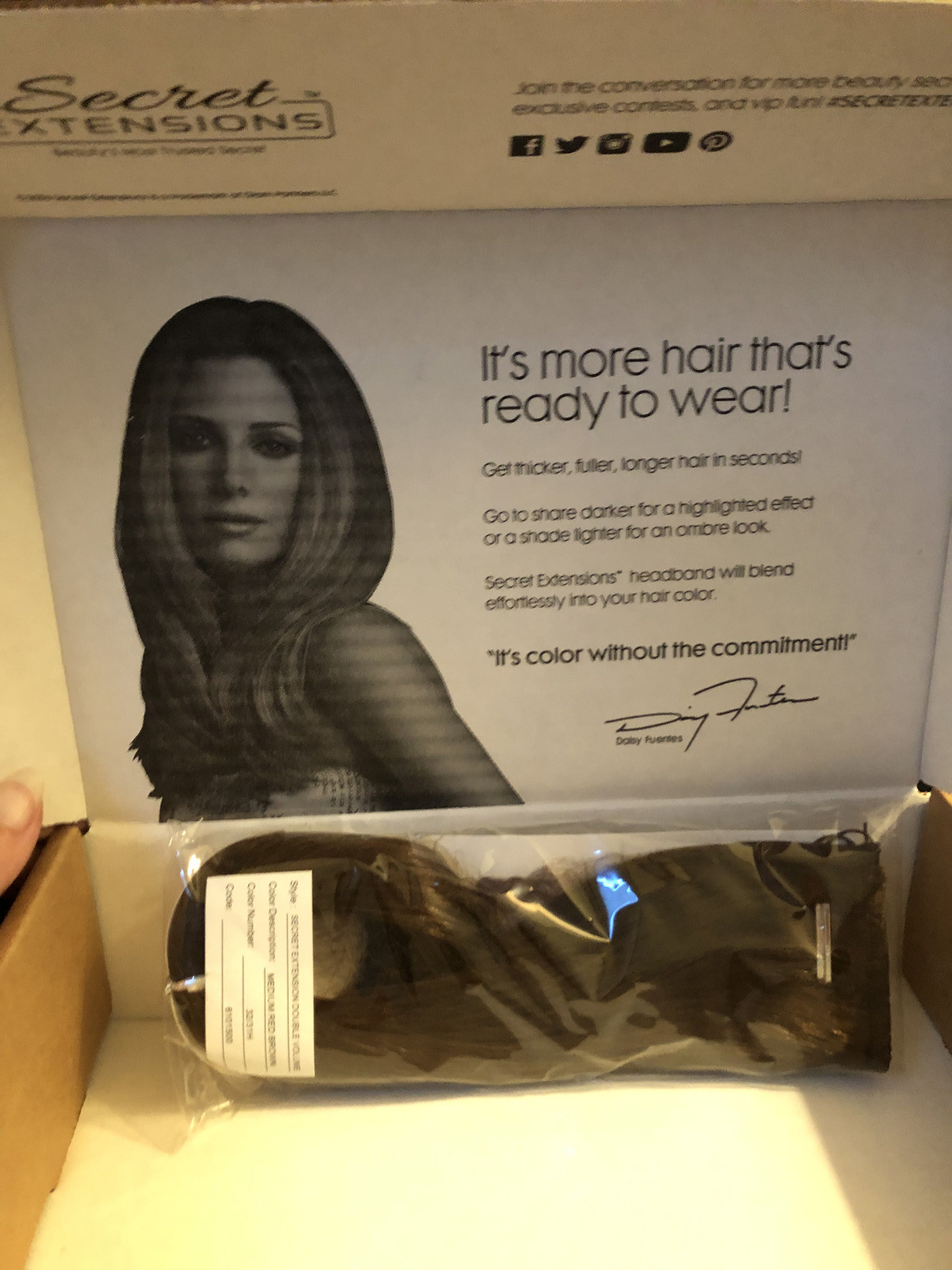 Secret Extensions 16″ Hair Extensions by Daisy Fuentes 6101500 MEDIUM Red Brown