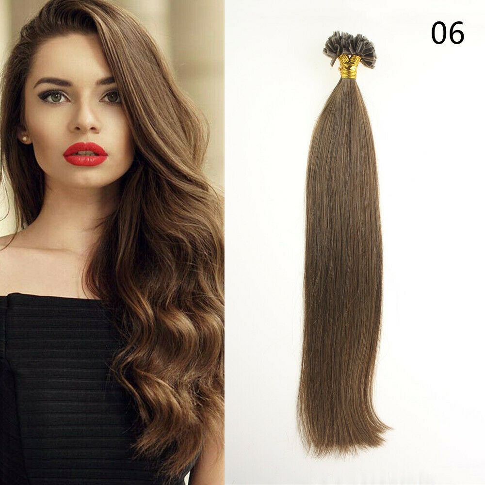 Keratin Nail U Tip Real Remy Human Hair Extensions Thick Pre Bonded Fusion Tip