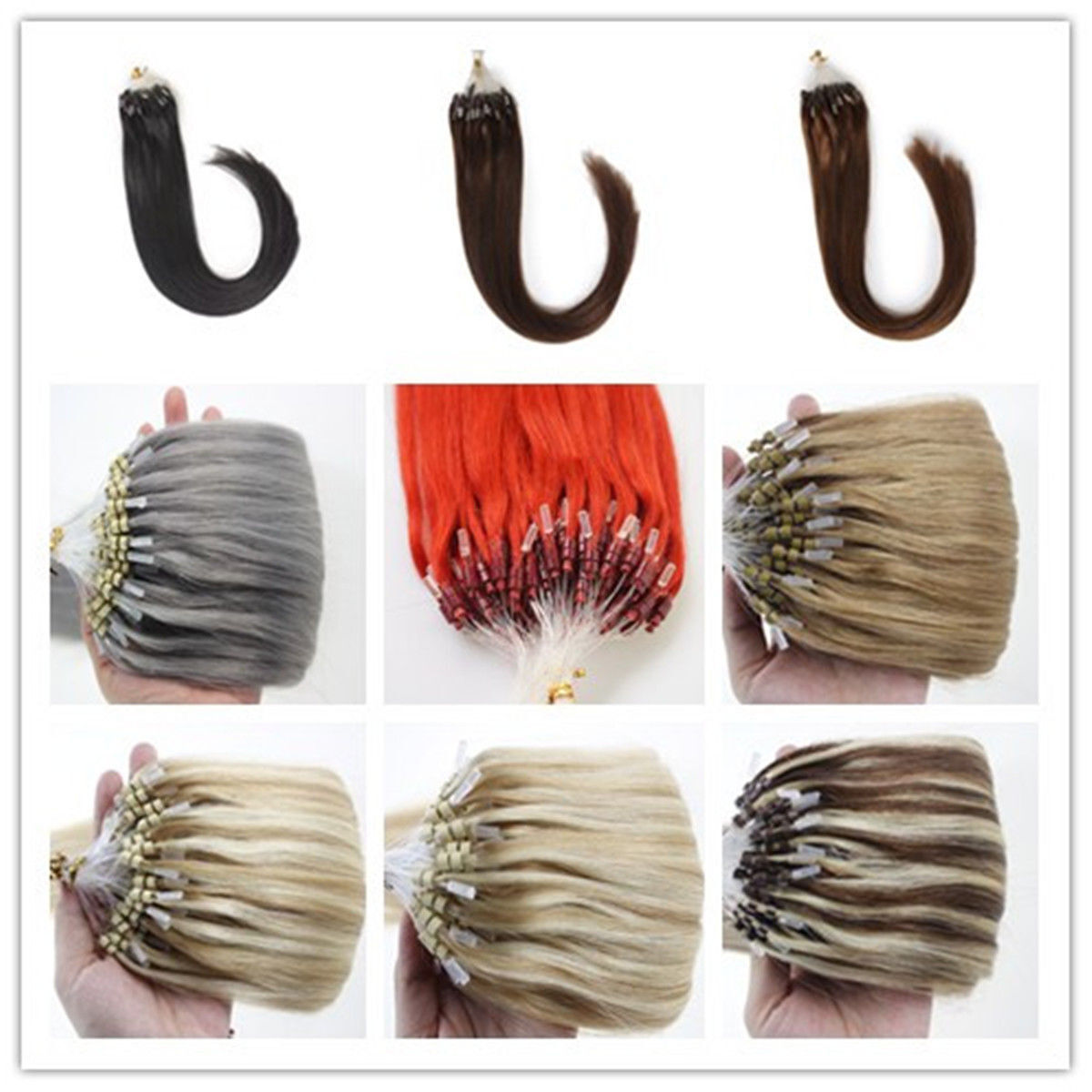 Micro Link Loop Tip Human Hair Extensions Micro Beads Double Drawn Thick 1g/s 9A