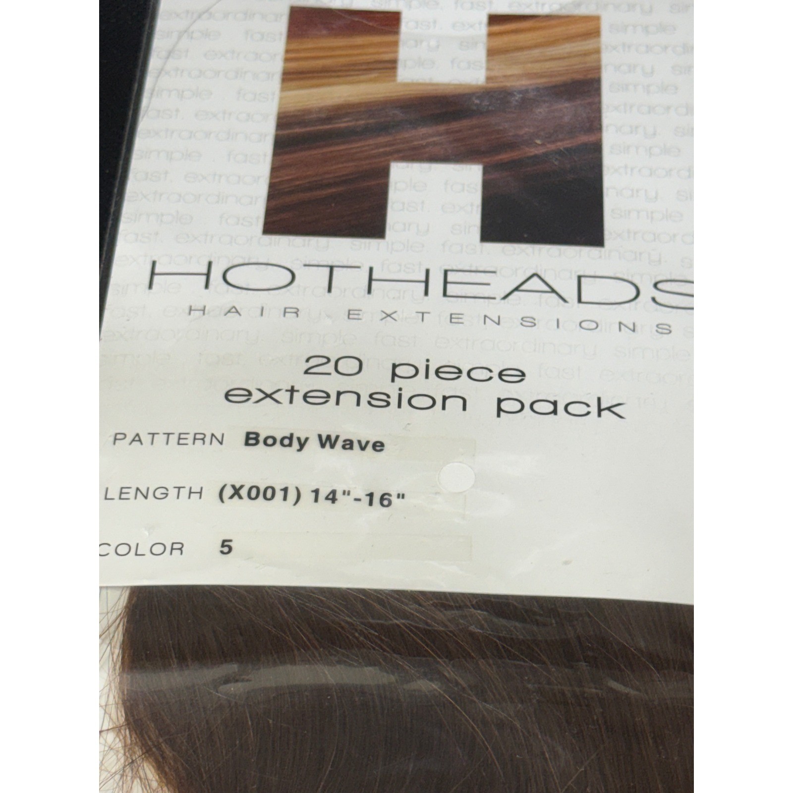 Hotheads Hair Extensions Body Wave 14-16 Inch Color 5 Medium Brown 20pc Pack