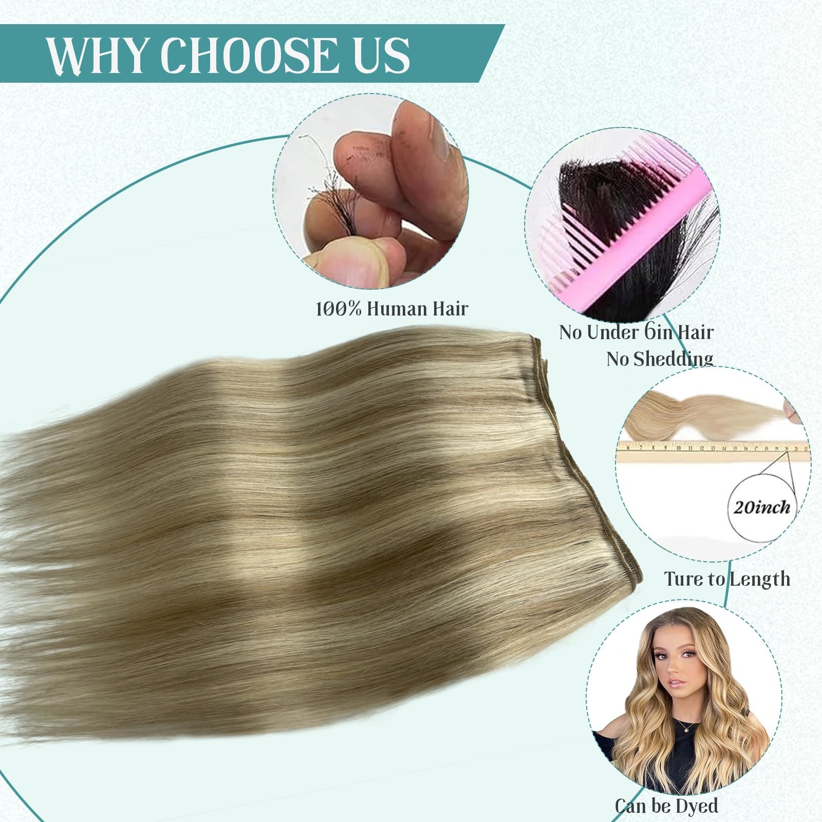 Munx Sew In Hair Extensions Real Human Hair Dark Brown Highlight Blonde 60 Weft