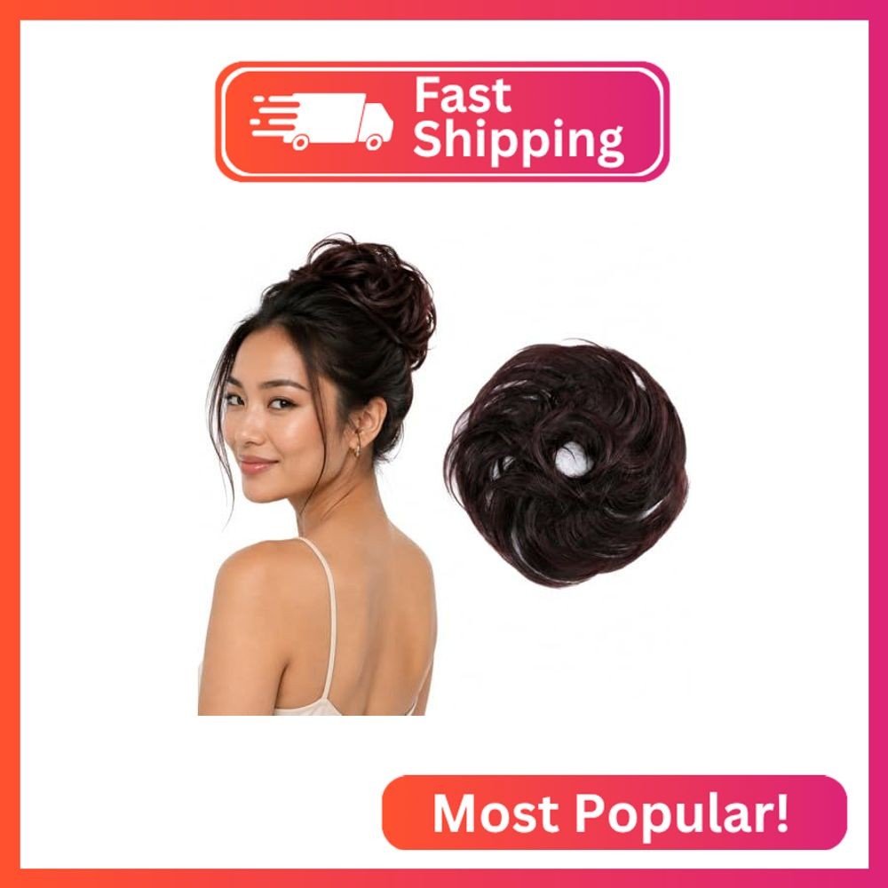 CAISHA Synthetic Fiber Hairpiece Scrunchie Scrunchy Updo Slightly Wavy Wine Red
