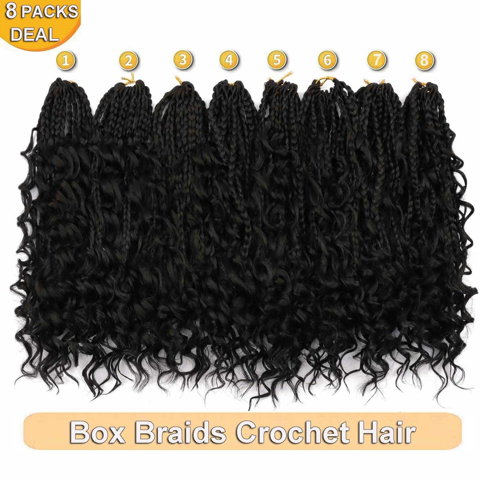 8 Packs Bohemian Goddess Box Braids Crochet Hair Curly 12 Inch Boho Crochet B…