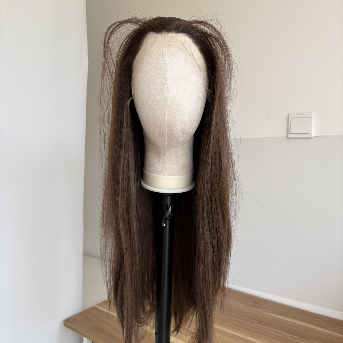Long Straight Brown Natural Lace Front Wigs Women Synthetic Hair Heat Resistant