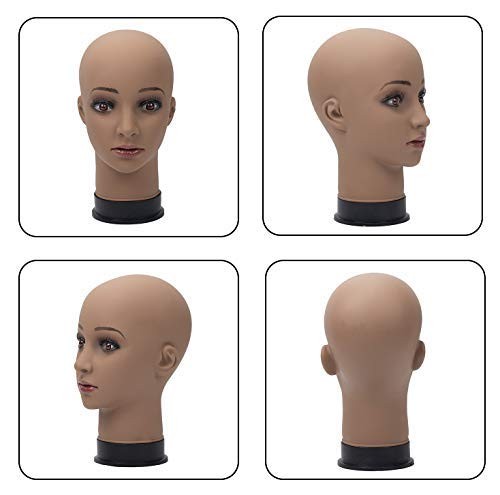 BHD BEAUTY Bald Mannequin Head Brown Female 22 inch (Pack of 1),