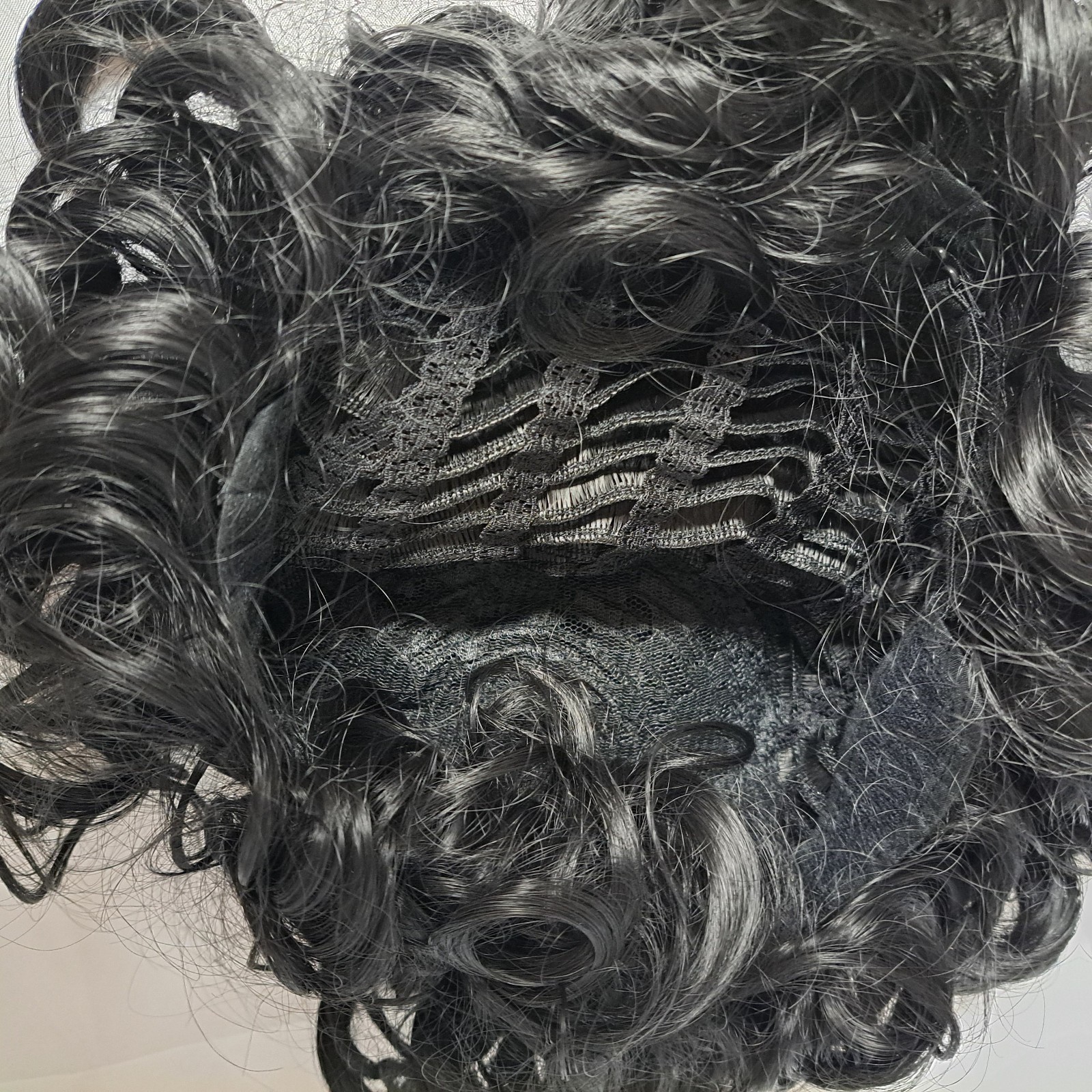Wig Big Loose Curls Dark Burnett Brown almost Black 14″ synthetic w/ cap NEW