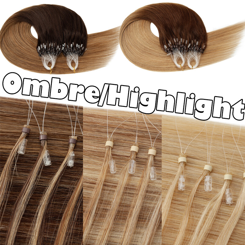 Micro Ring Loop Beads Tip Link Hair Extensions Real Remy Human Hair Straight USA