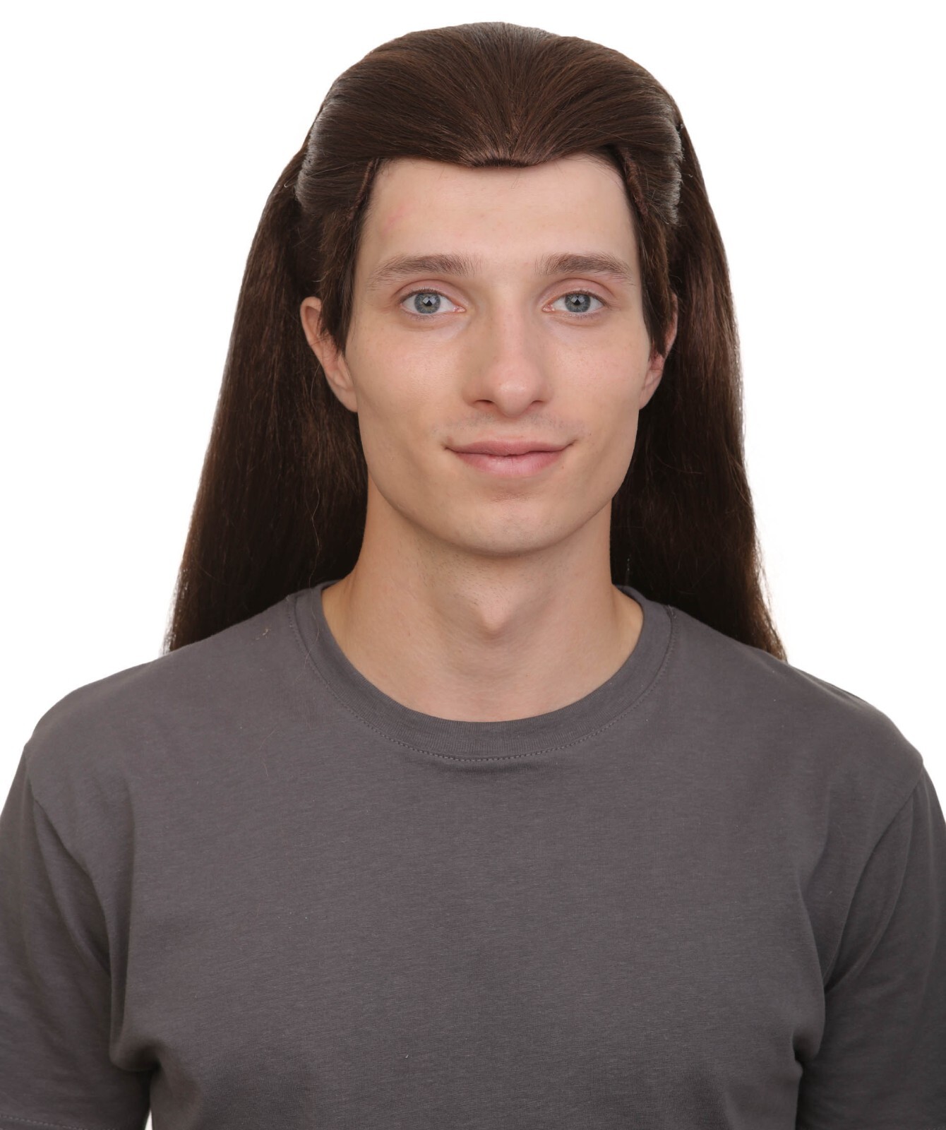 Adult Men’s Welsh Soccer Player Long Dark Brown Samurai Wig HM-1505