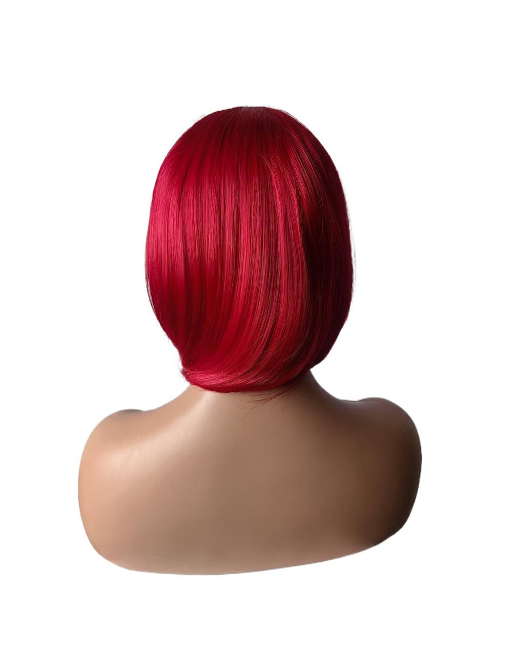 Women Short 11.81”/30Cm Red Bob Straight Wig, Multifunction Flat Bangs Syntheti