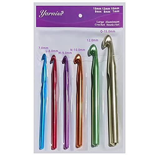 Large Aluminum Crochet Hooks Set 7mm, 8mm, 9mm,10mm, 12mm, 7.0-15.0mm, Purple