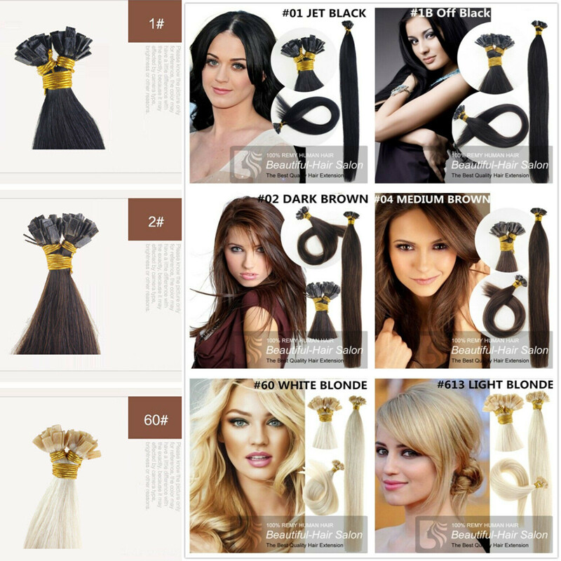7A 14″-30″ Pre Bonded Flat Tip Keratin Remy Human Hair Extensions 1G thick hair