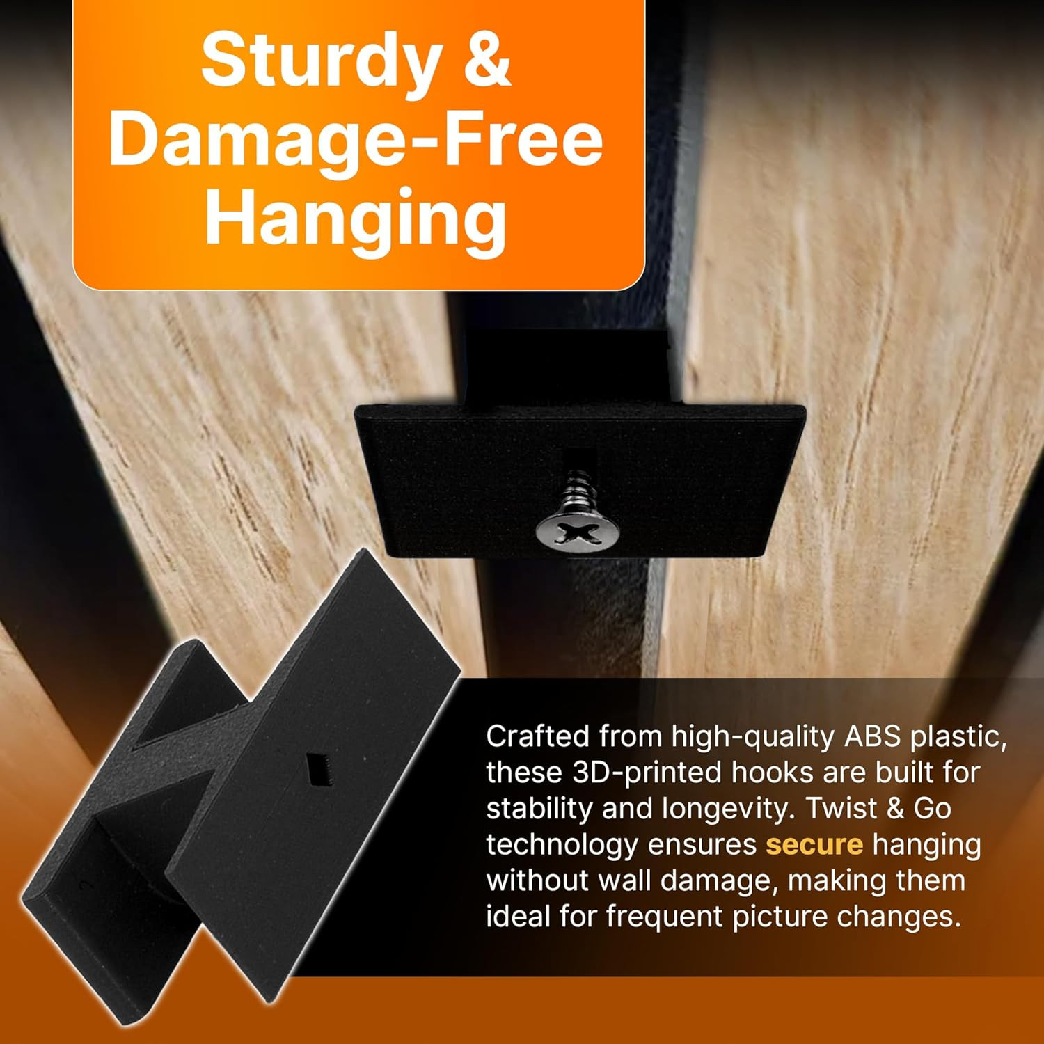 Twist & Go Aku Panel Hanging Hooks – Universal Picture Hangers for Acoustic Pane