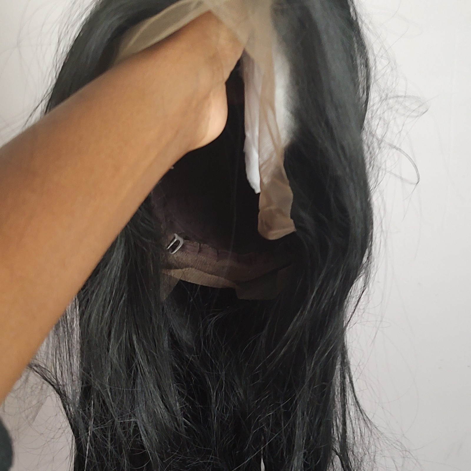 Long Wavy Black Lace Front Wig Middle Part Women One Size Adjustable Strap
