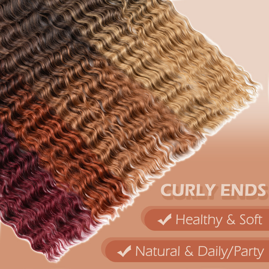 Deep Wave Bulk Braid 8/14/28″ Locs Boho Weave Braiding Curly Braids Extensions