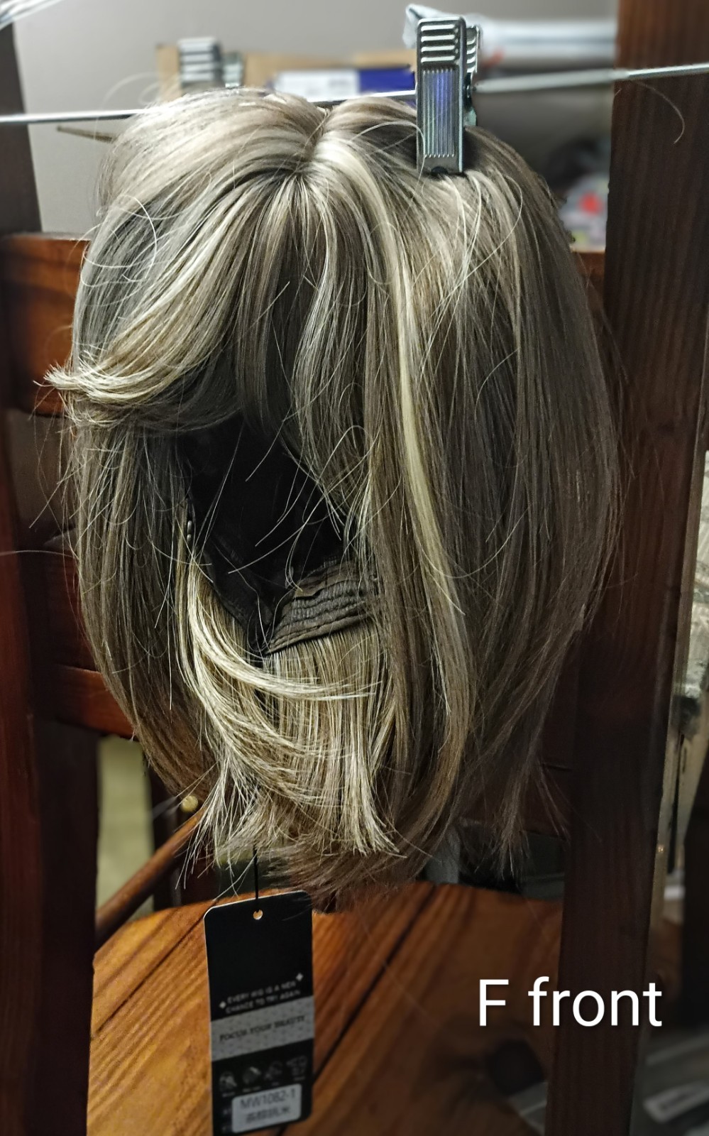 Clip-In Straight Synthetic Layered Bob Wig Blond/Light Brown 10in Free-Part