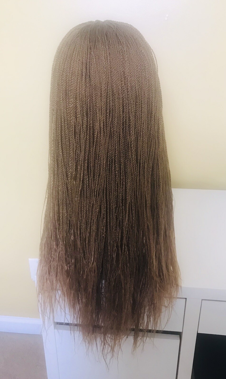 African Nigeria Handmade Hand Micro Braided Twist Wig Handmade Light Brown Color
