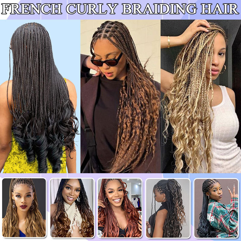US French Curl Braiding Hair 24″ Pre-Stretched Bouncy Braiding Extensions Plaits