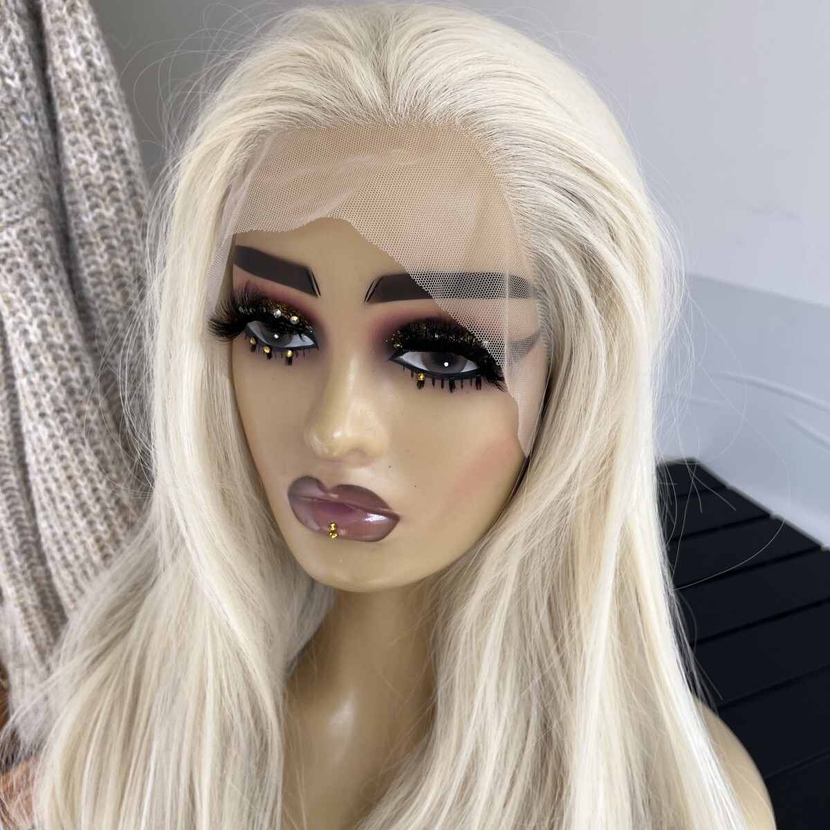 Long Straight Blonde Wigs Heat Resistant Lace Front Wig Glueless Wig