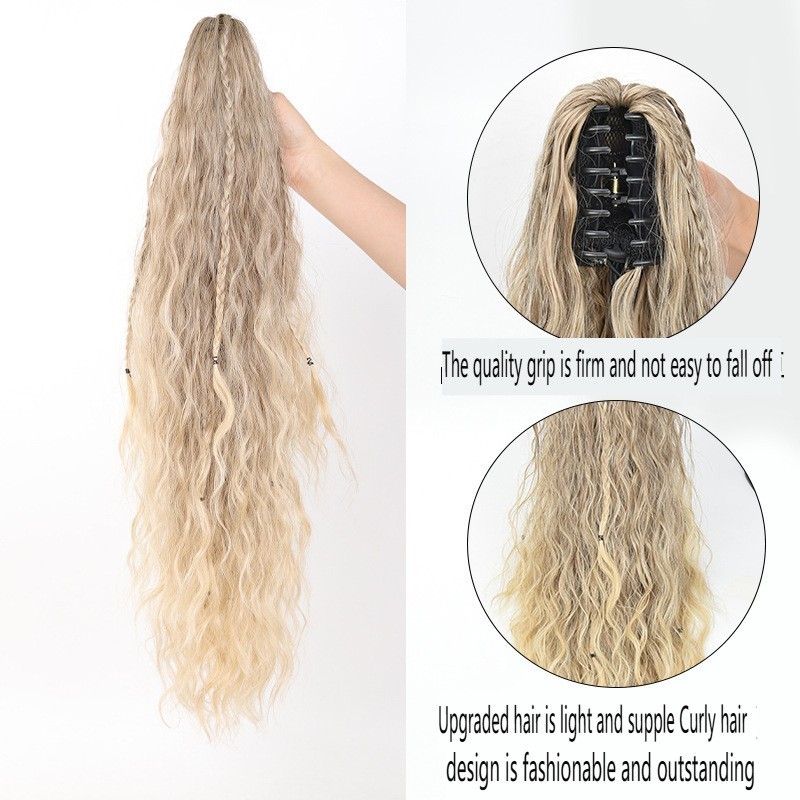 Corn Wave Ponytail Extension Claw Clip 26″ Long Synthetic Women Fluffy