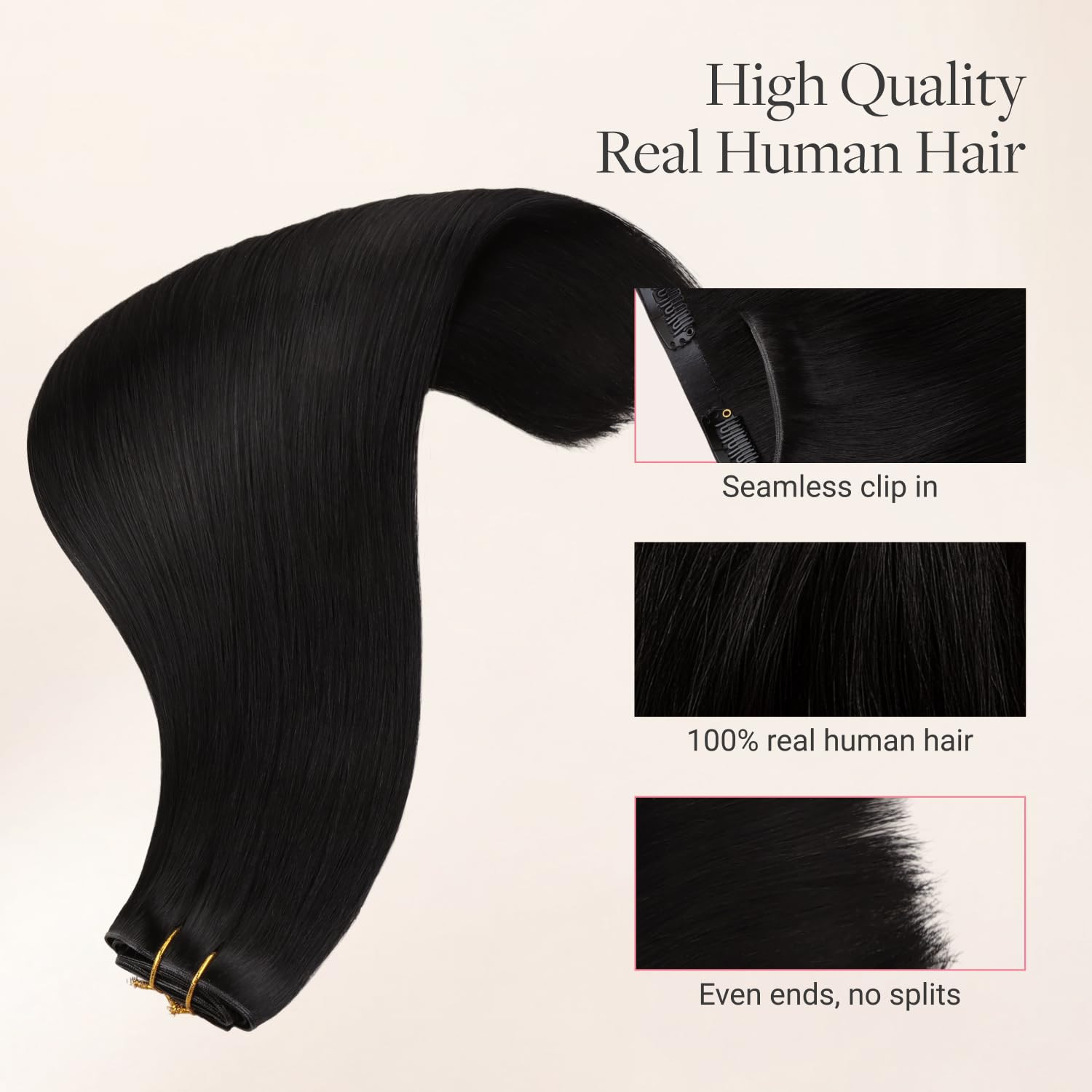 GOO GOO Genius Clip in Hair Extensions, 14inch 110g 7pcs, Seamless PU Clip in Ha