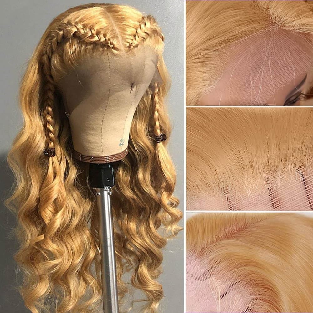 Luxurious 28 Inch Honey Blonde Glueless Lace Front Wig – All-Day Comfort & Style