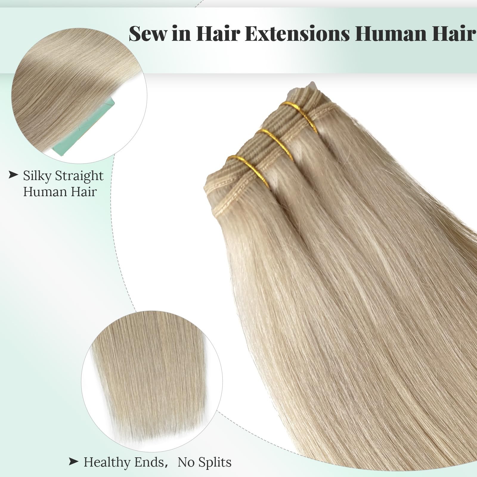 Licoville Sew In Hair Extensions Real Human Hair Blonde Weave Bundles Human