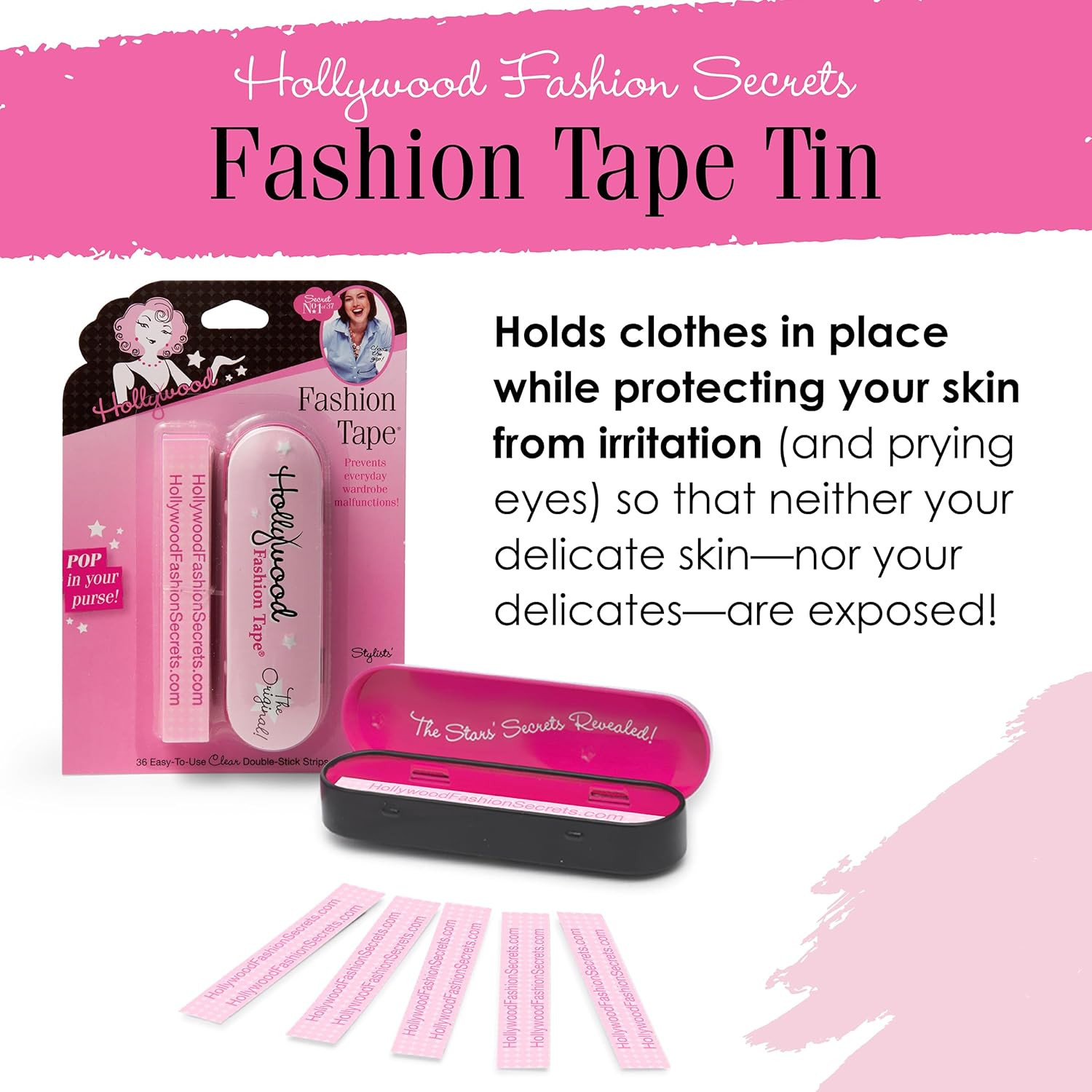 Fashion Tape Strips, Double-Sided Tape for Clothes, Clear Adhesive Strips for Wa