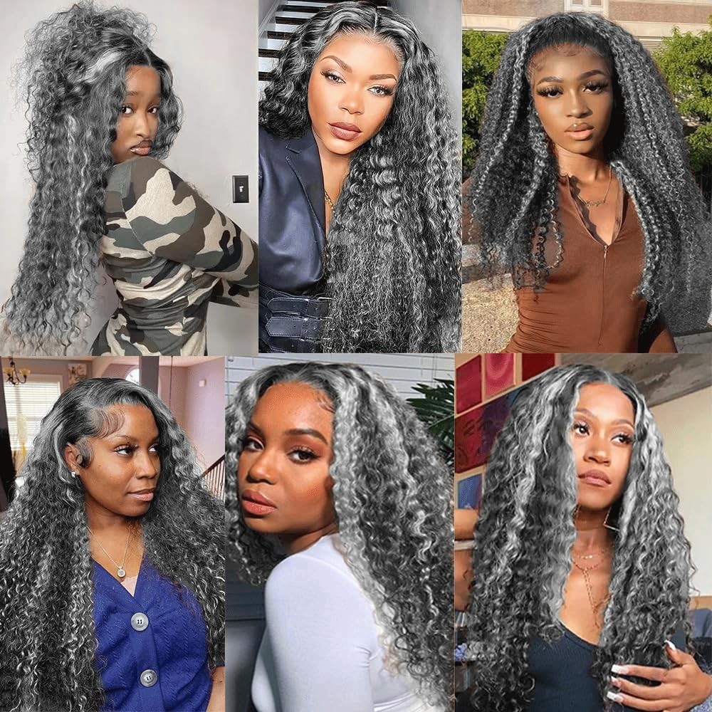 Fridnae Ombre Bundle P1Bgray Curly Wave Human Hair Bundles Salt And Pepper